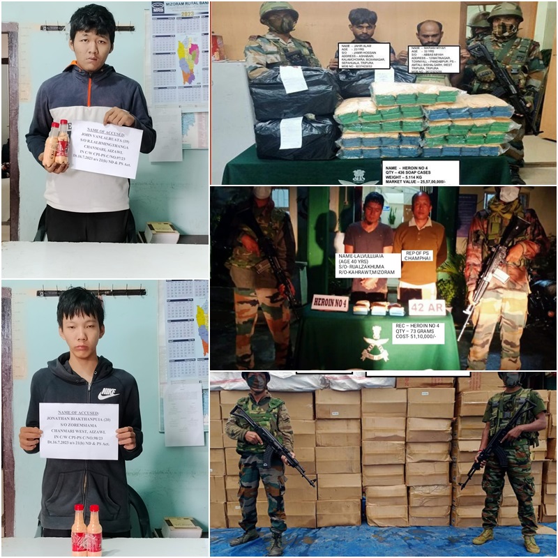 Drugs, foreign cigarettes valued at Rs 29.43cr seized in Mizoram; 6 held Drugs, foreign cigarettes valued at Rs 29.43cr seized in Mizoram; 6 held