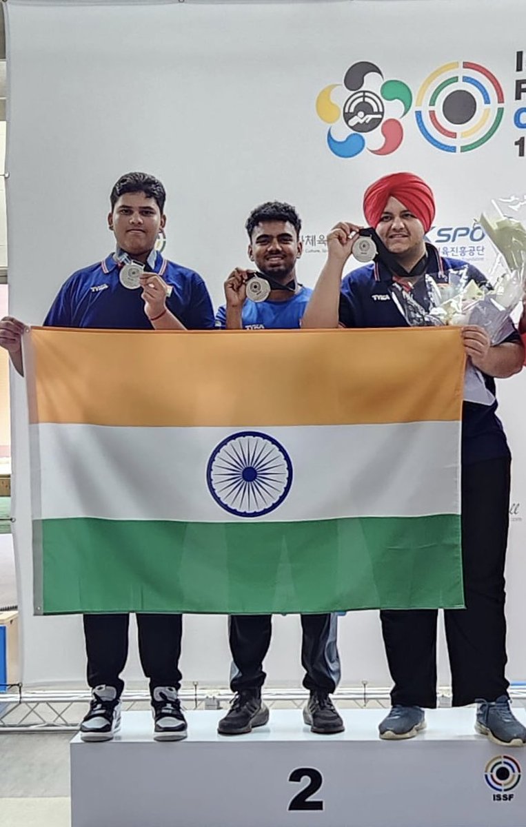ISSF Junior Worlds: India wins silver in men’s Rapid Fire Pistol team event
