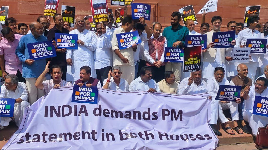 Rajnath calls Kharge to end logjam in Parliament, Oppn demands PM’s statement over Manipur