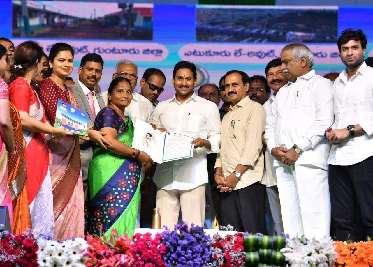 Amid protest, Jagan lays foundation stone for houses in Amaravati Amid protest, Jagan lays foundation stone for houses in Amaravati