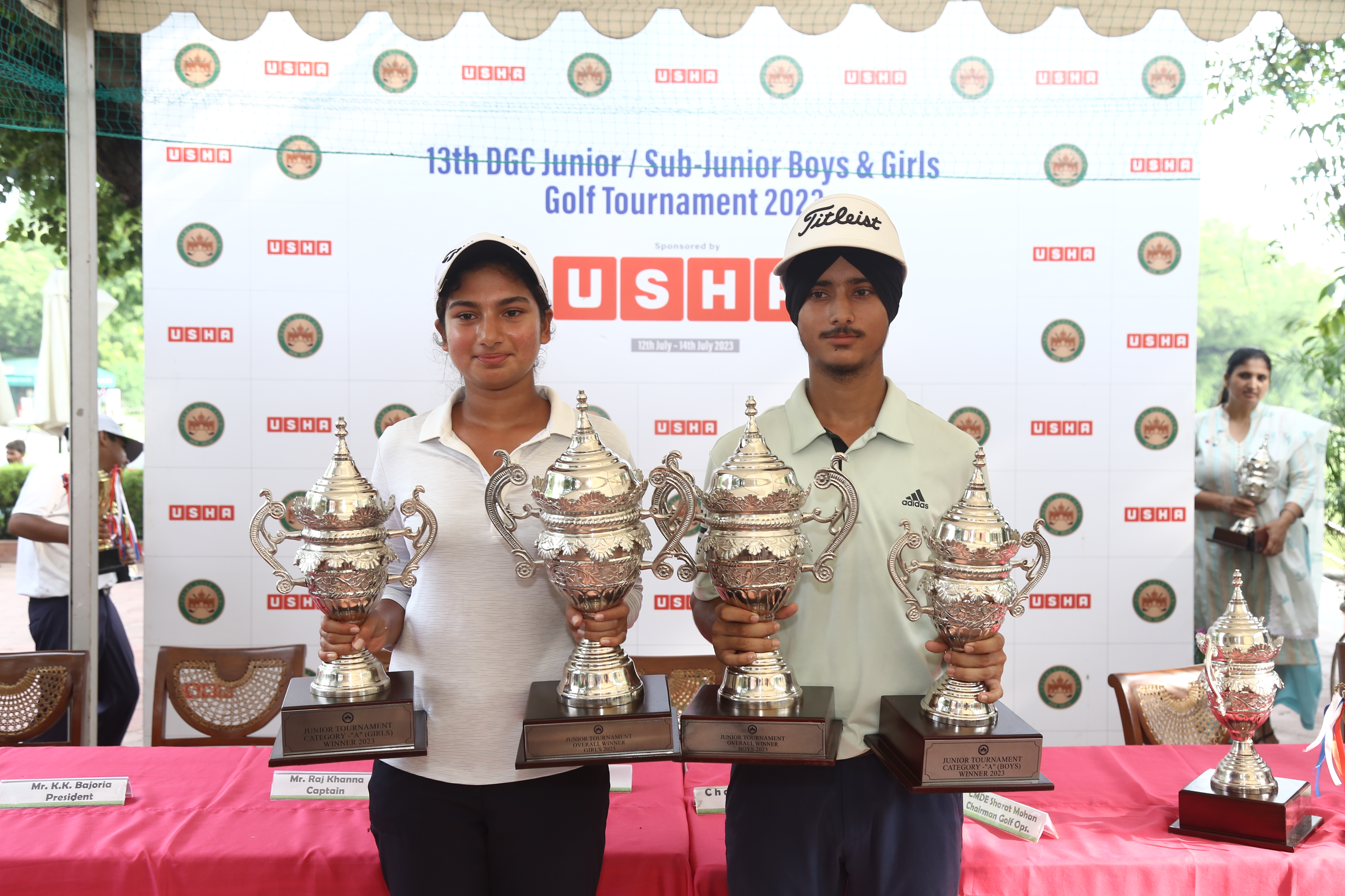 Keya K Badugu and Jujhar Singh Winner of the 13th DGC Junior Sub Junior Tournament 2023 presented by Usha