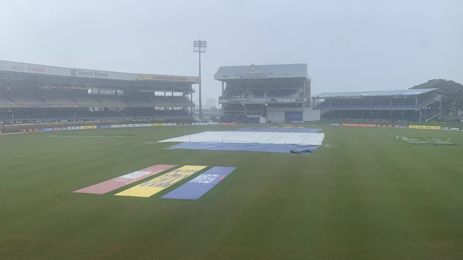 WI v IND: Start of day five’s play delayed due to heavy rain at Queen’s Park Oval WI v IND: Start of day five’s play delayed due to heavy rain at Queen’s Park Oval