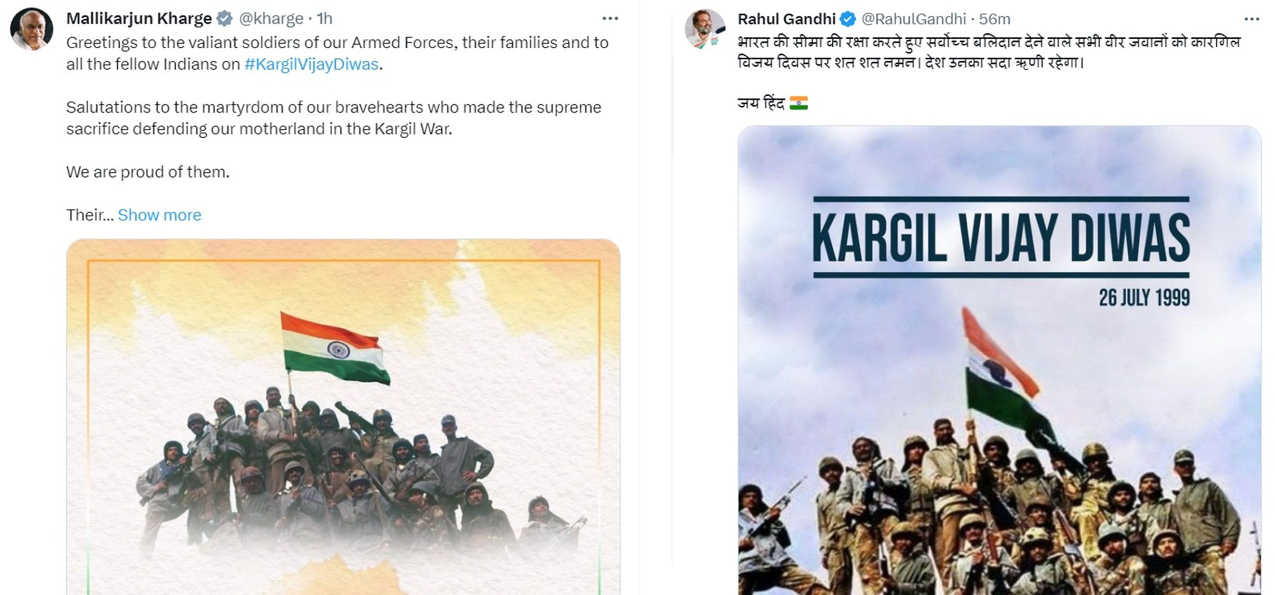 Kharge, Rahul pay tribute on Kargil Vijay Diwas Kharge, Rahul pay tribute on Kargil Vijay Diwas