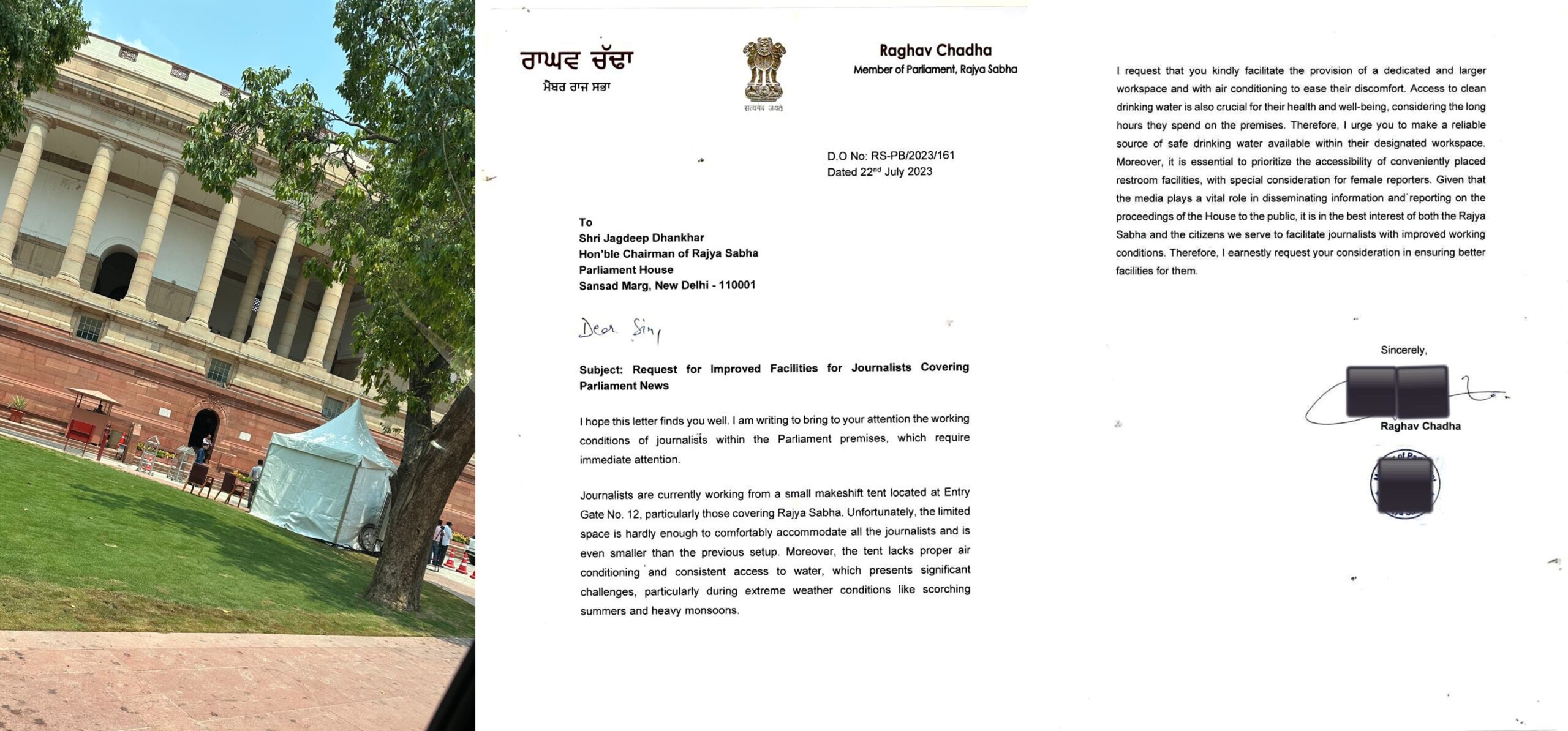 Raghav Chadha demands better facilities for journalists on Parliament premises