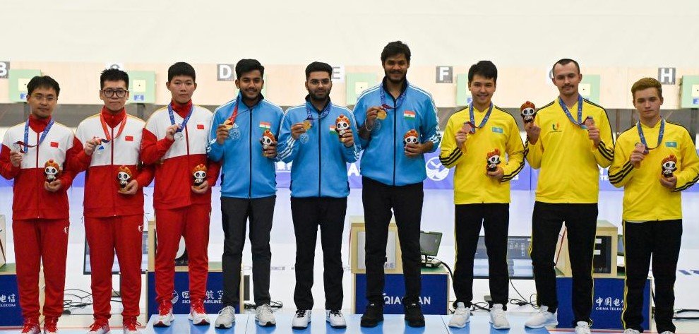 World University Games: India surpass world record to win men’s 10m air rifle team gold