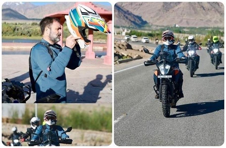 Rahul Gandhi was seen creating a ruckus by riding a bike in the plains of Ladakh