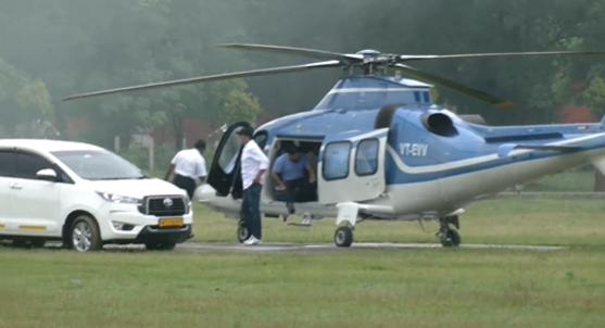 Actor Akshay Kumar on Set for ‘Sitapursky Force’ Shoot in Sitapur, he arrived from PAC Battalion Helicopter