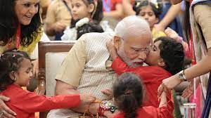 When girls were happy when tied Rakhi,to Prime Minister Narendra Modi When girls were happy when tied Rakhi,to Prime Minister Narendra Modi