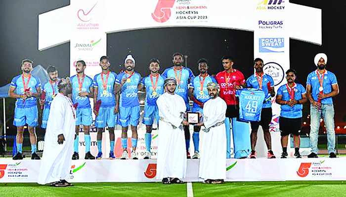 India secured the championship title in the Men’s Hockey5s Asia Cup held in Salalah, Oman India secured the championship title in the Men’s Hockey5s Asia Cup held in Salalah, Oman
