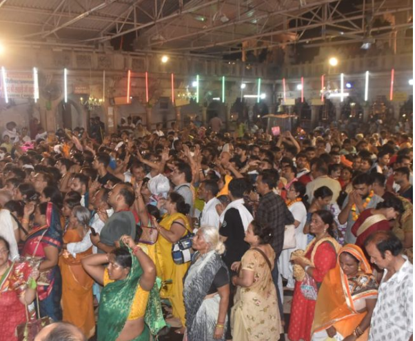 Radha Ashtami: Crowds gather for the ceremonial Panchamrit bath celebration.