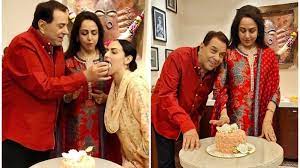 Hema Malini | Dharmendra |Esha Deol at Hema’s birthday party,