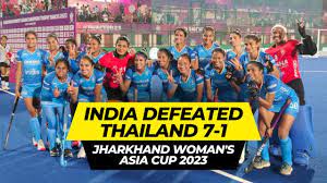 Sangeeta’s hat-trick, India defeated Thailand 7-1.