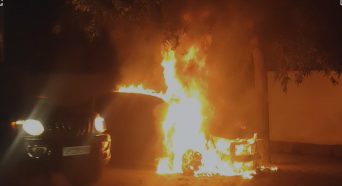 In Lucknow, Panic as Car Catches Fire; Case Registered at Hazratganj Police Station.