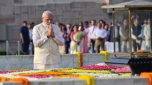 On Gandhi Jayanti (the birth anniversary of Mahatma Gandhi), Prime Minister Narendra Modi paid his respects to the father of the nation, Mahatma Gandhi, at Rajghat, the memorial dedicated to the leader.