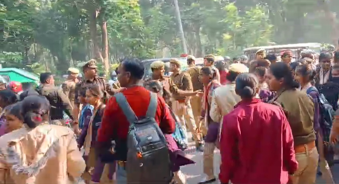 In Lucknow, female Dial 112 officers protest low wages, join letter delay; police detain after road protest near HQ.