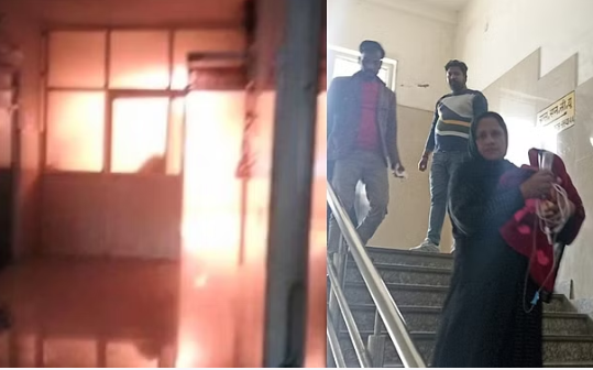 Bareilly: A fire broke out due to a short circuit in the Women’s Hospital ICU. The staff managed to escape with the infants, averting a major disaster.