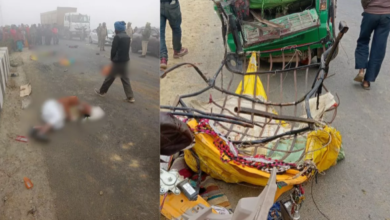 “Tragic Incident in Shahjahanpur: Amidst fog, a truck collides with a tempo, resulting in the unfortunate demise of 12 pilgrims en route to take a dip in the Ganges.”