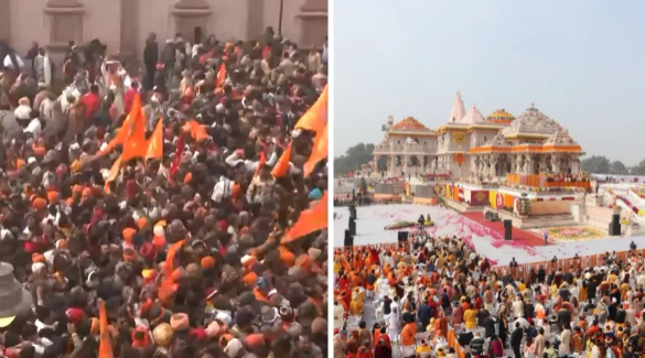 Ram Mandir: A Sacred Gathering for Devotees, Thousands Flock to Witness the Divine Spectacle