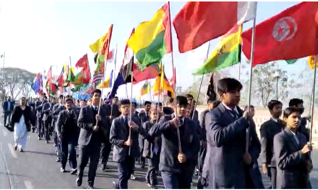 Lucknow: Students, in memory of the late Jagdish Gandhi, founder of CMS, organized a grand march, acknowledging his contributions to education, social upliftment, and community development.