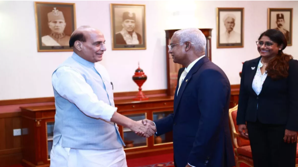 Rajnath Singh met Maldives President Ibrahim Mohamed Solih, emphasizing on strengthening defense ties.