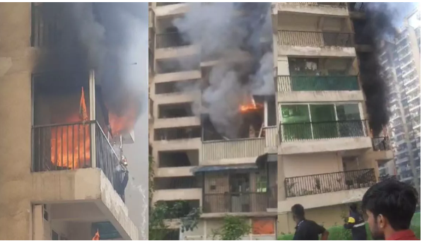 A severe fire broke out in two flats in Gaur City, Greater Noida