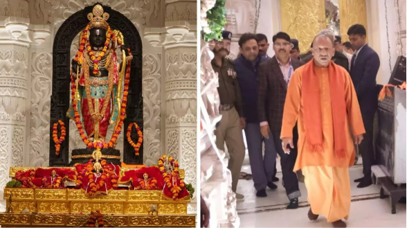 CM Yogi Adityanath arrived in Ayodhya on Thursday.