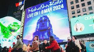 Slogans of Har Har Mahadev raised in Times Square, Sadhguru’s Mahashivratri program echoes till New York