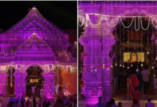 Photo of Ayodhya ready for Ram Navami: The Ram Temple illuminated with colorful lights and adorned with flowers dazzles in preparation for Ram Navami.