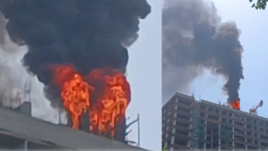 Photo of A fierce fire broke out on the top floor of a building under construction in Noida’s Sector-62 on Saturday morning.