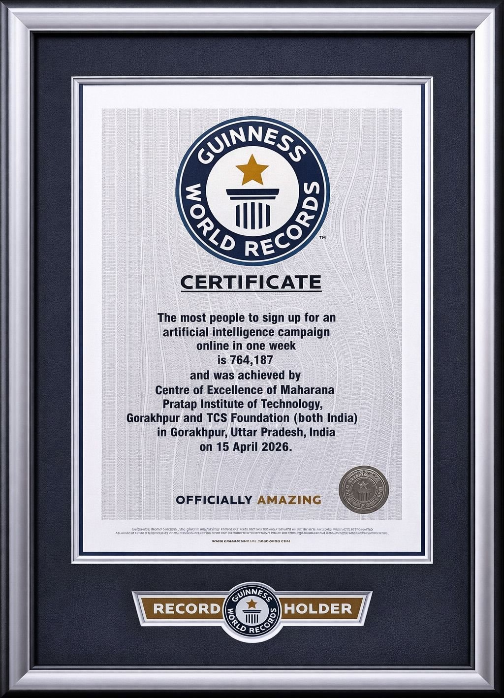 Gorakhpur Enters Guinness World Records for AI Awareness, Sets Record with 7.64 Lakh Registrations Gorakhpur Enters Guinness World Records for AI Awareness, Sets Record with 7.64 Lakh Registrations